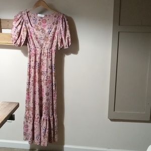 SMITH & QUINN THE LUCY DRESS PINK FLORAL MIDI DRESS SZ S